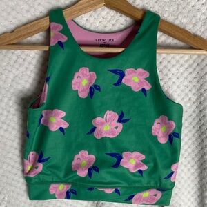 Crewcuts Active Green with Pink Flowers Tank Top
